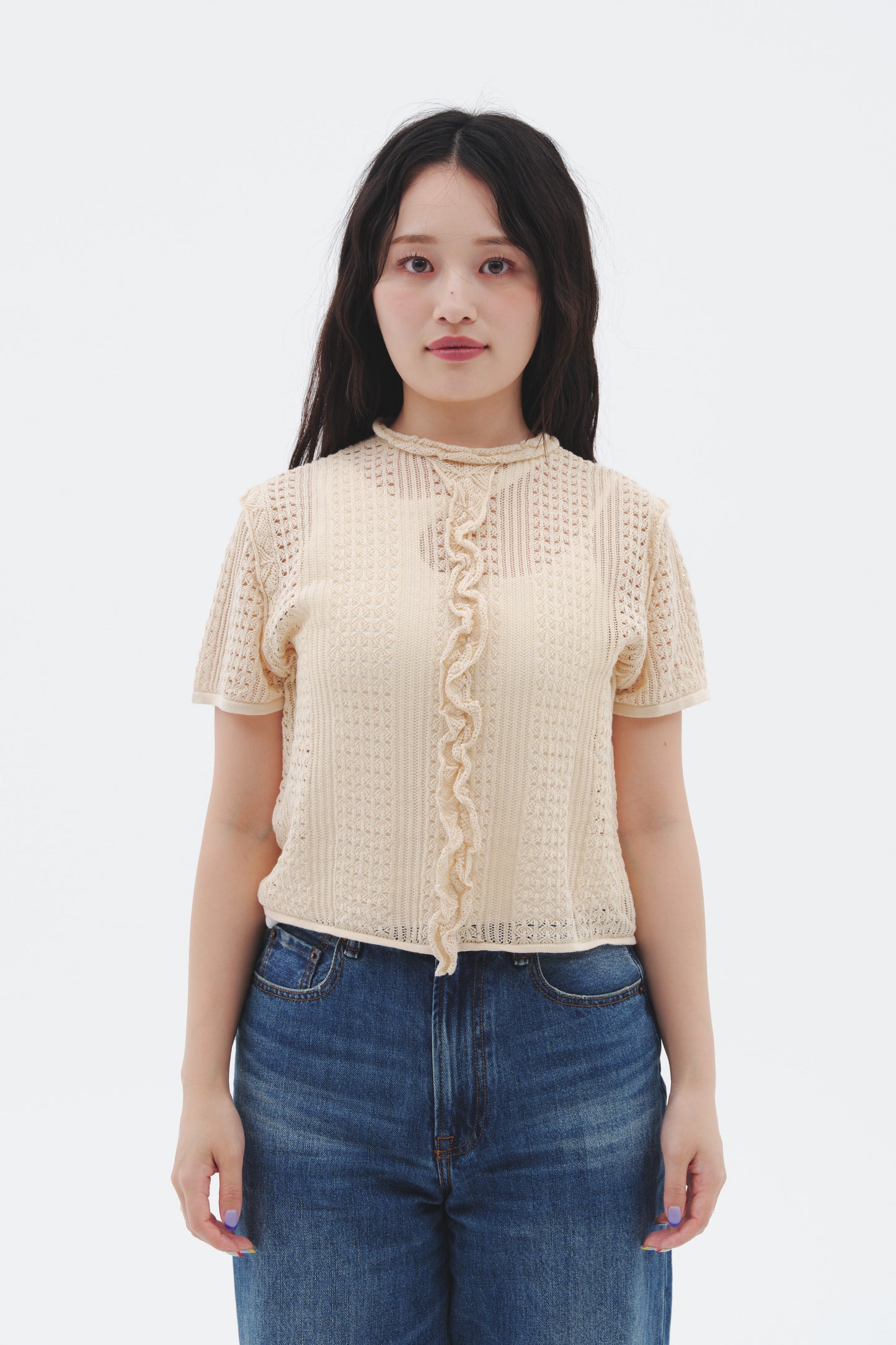 2WAY CROCHET KNIT/BEIGE