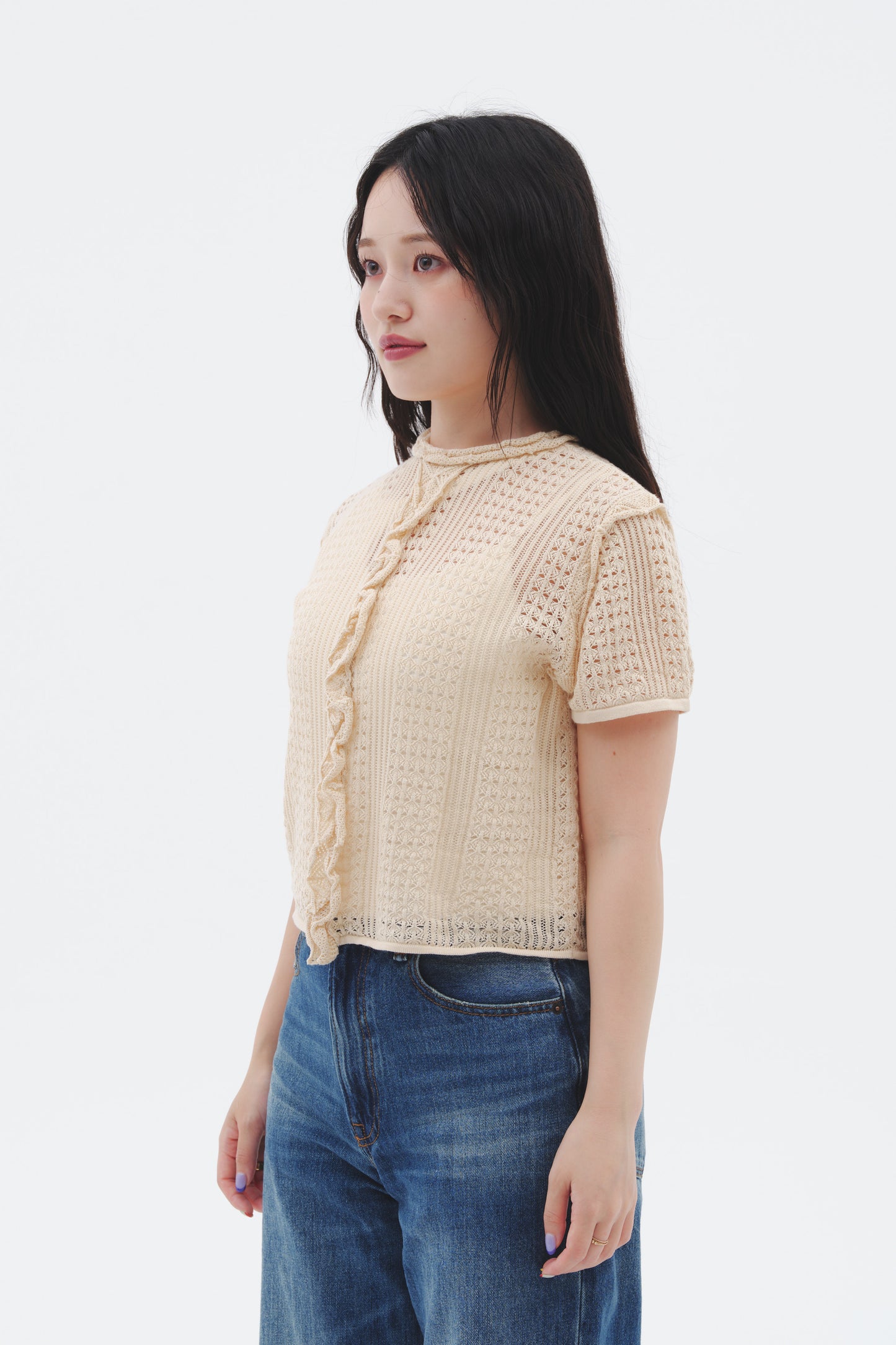 2WAY CROCHET KNIT/BEIGE