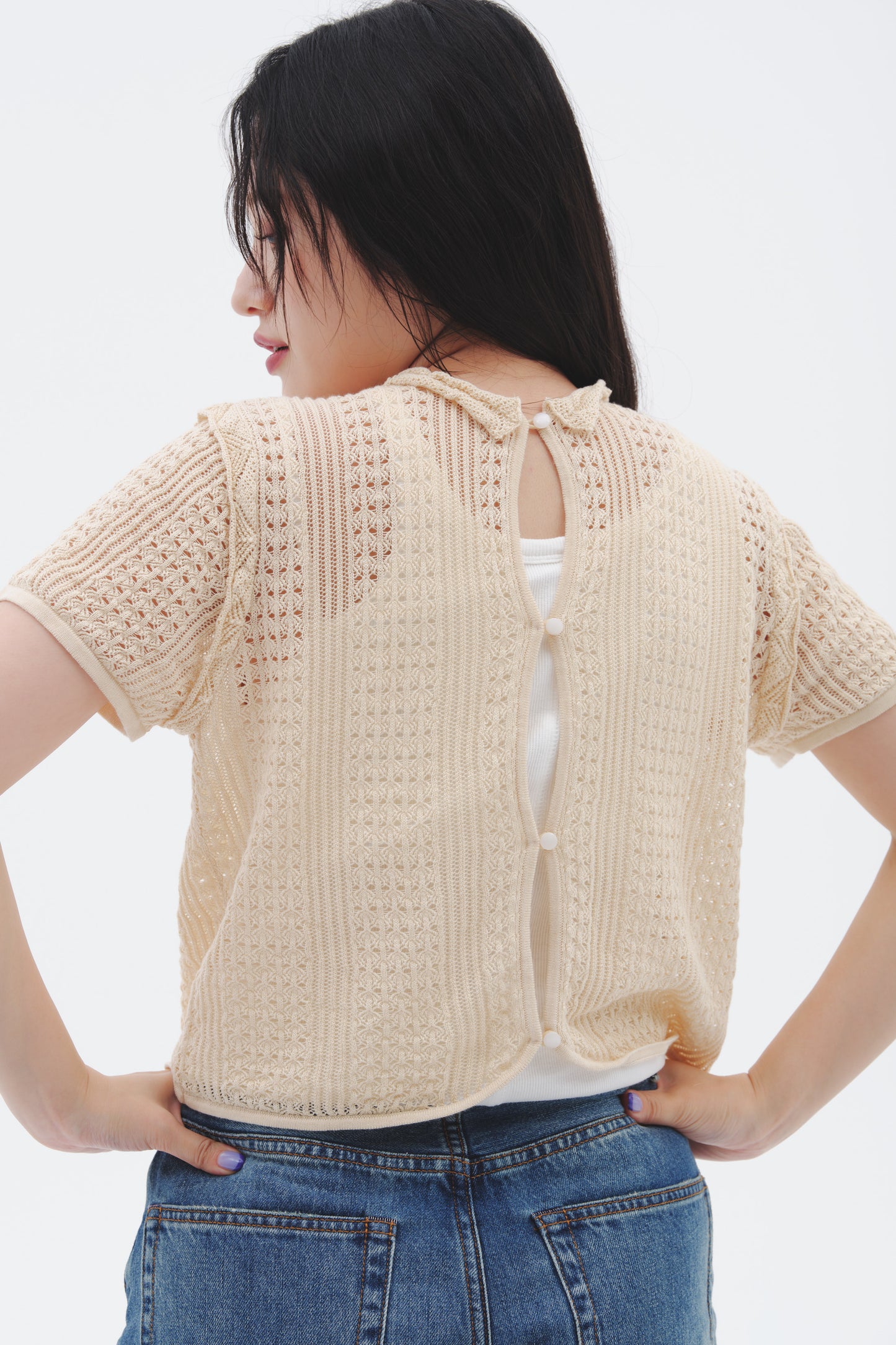 2WAY CROCHET KNIT/BEIGE