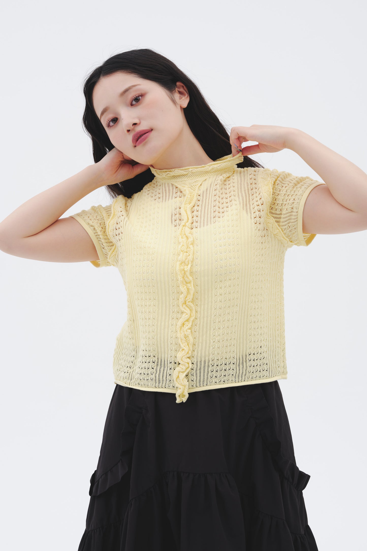 2WAY CROCHET KNIT/YELLOW