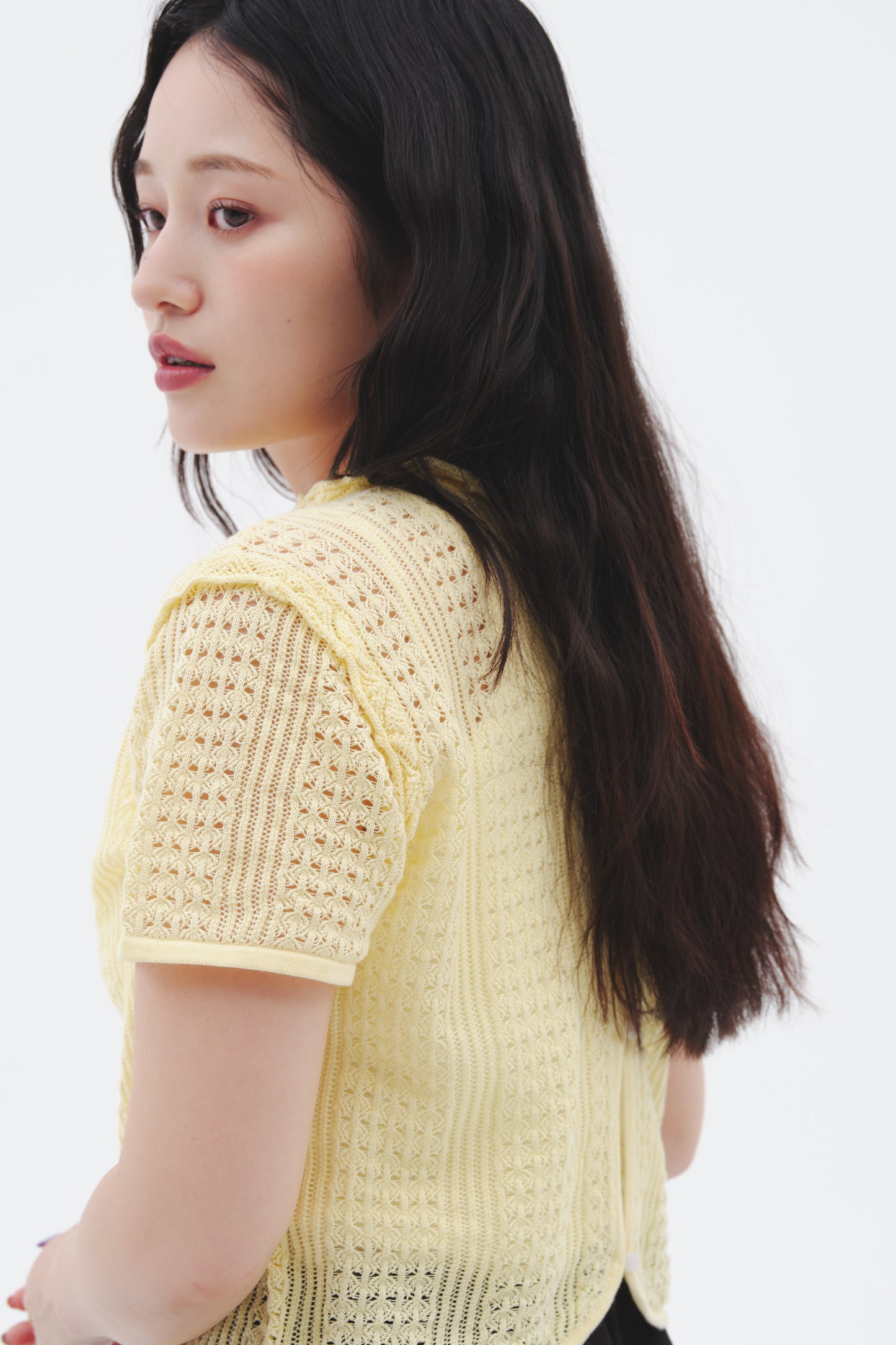 2WAY CROCHET KNIT/YELLOW