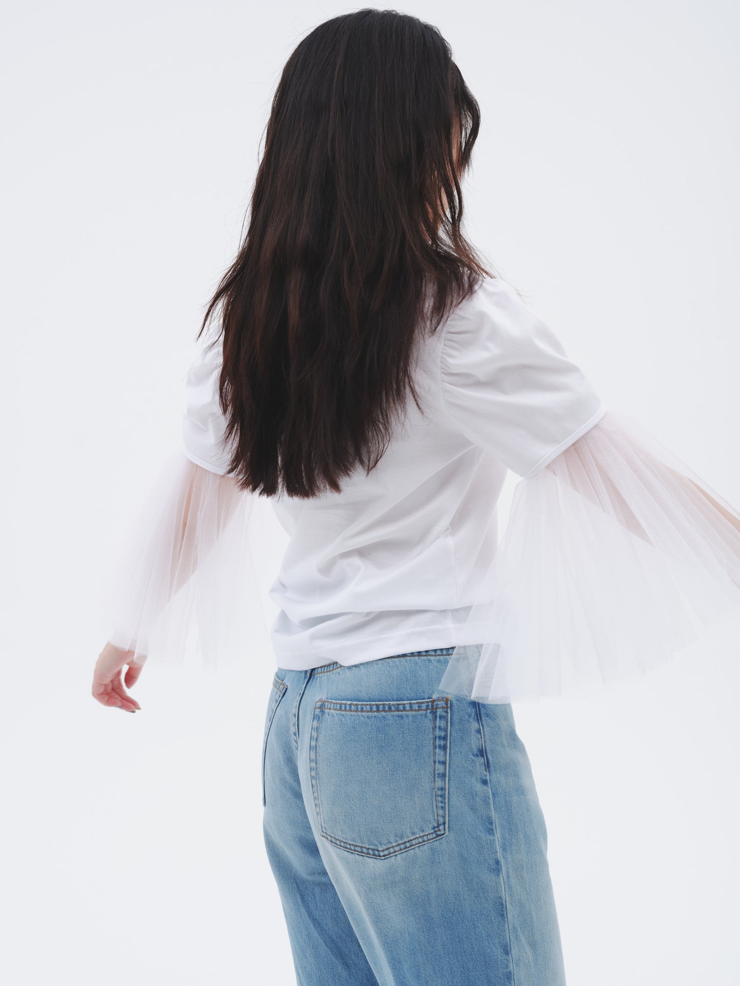 TULLE DOCKING TEE/WHITE