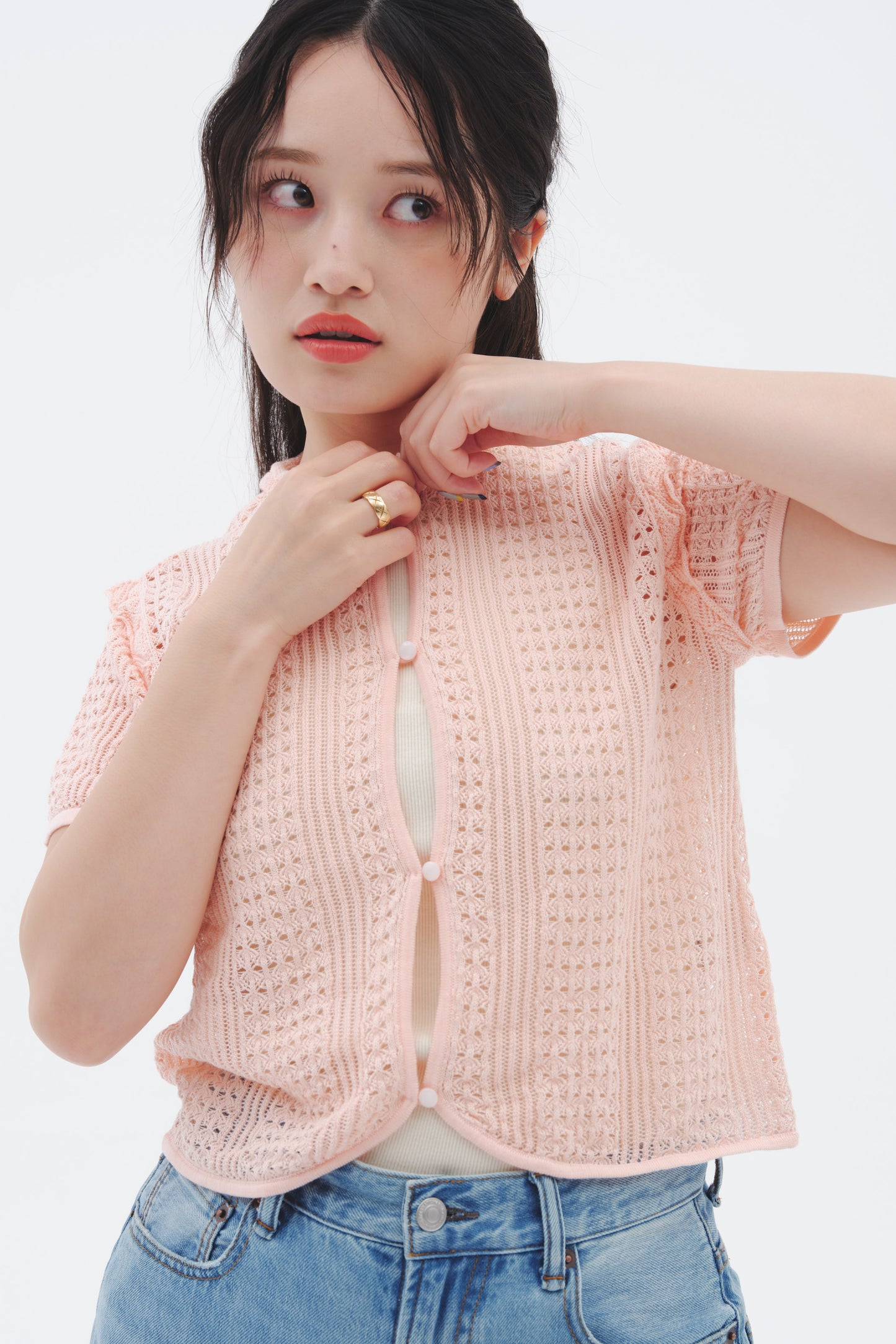 2WAY CROCHET KNIT/PINK