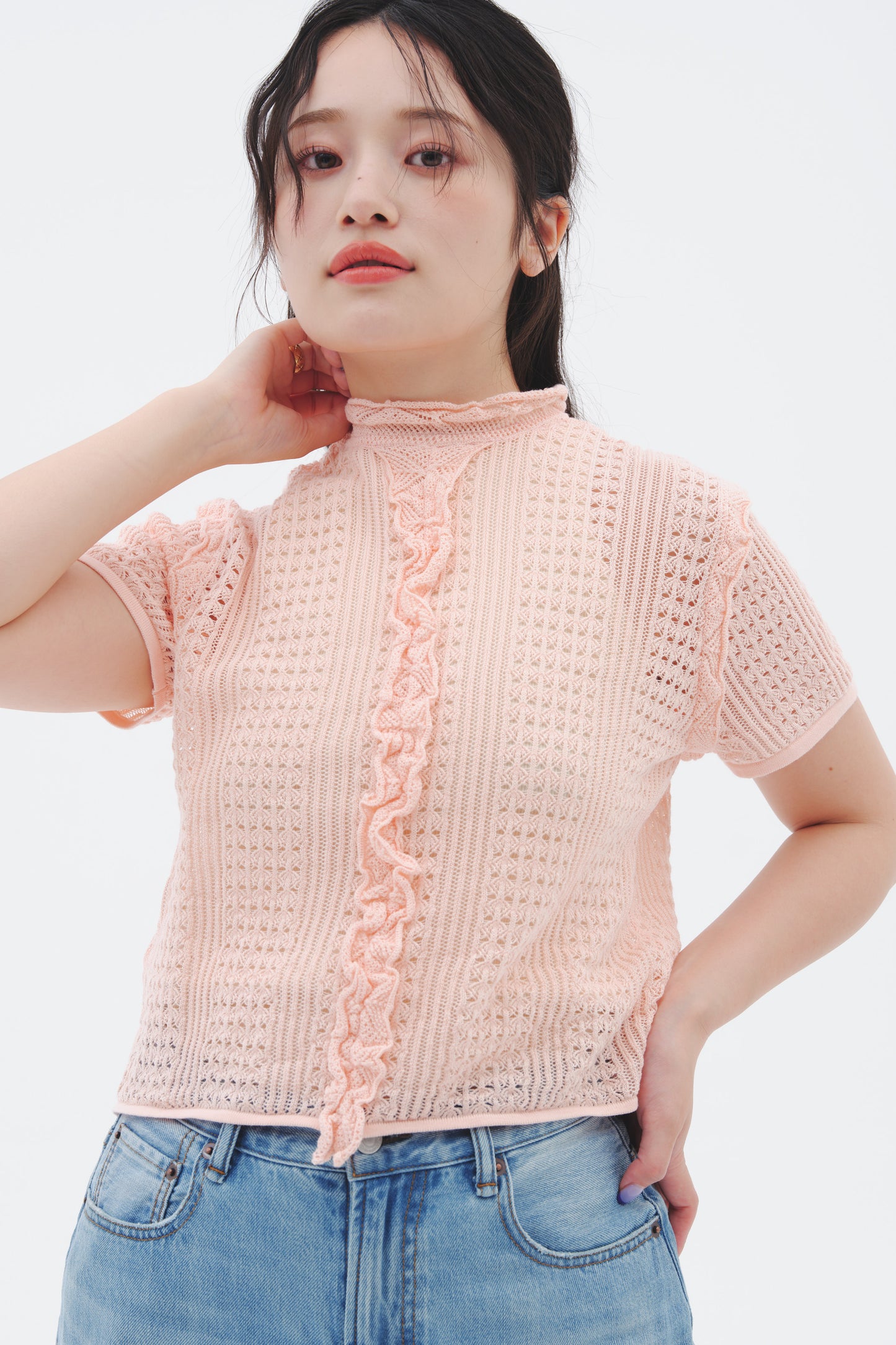 2WAY CROCHET KNIT/PINK