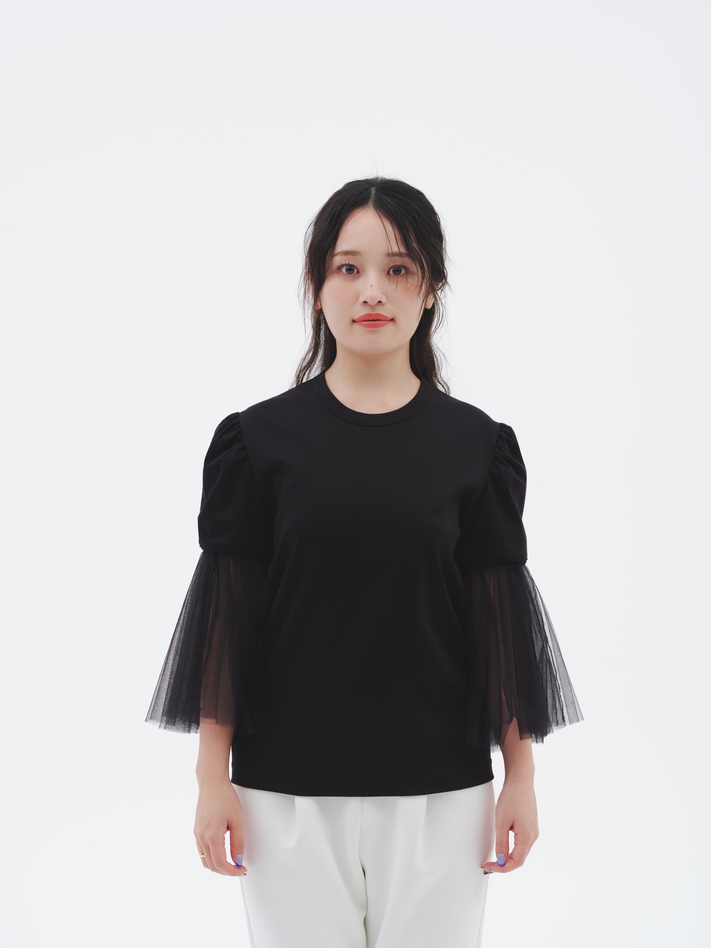 TULLE DOCKING TEE/BLACK