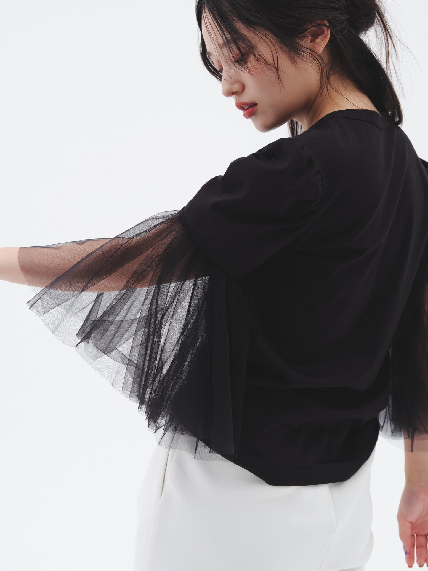 TULLE DOCKING TEE/BLACK