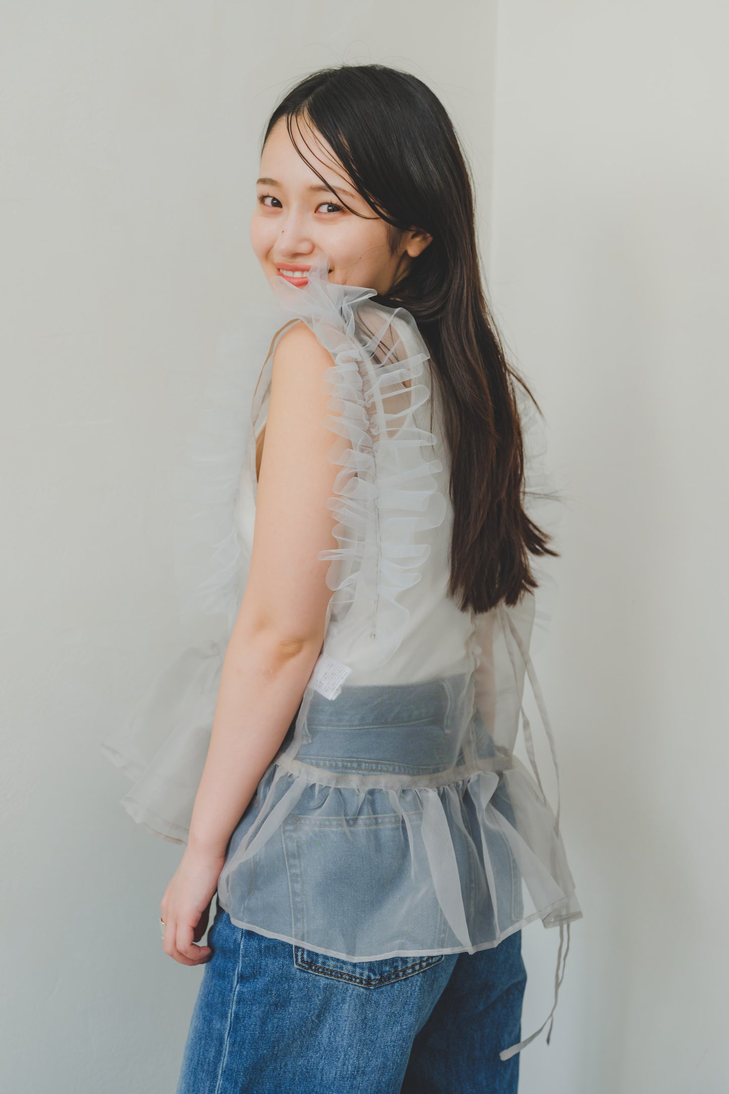 LAYERED ORGANDY TOPS/GRAY