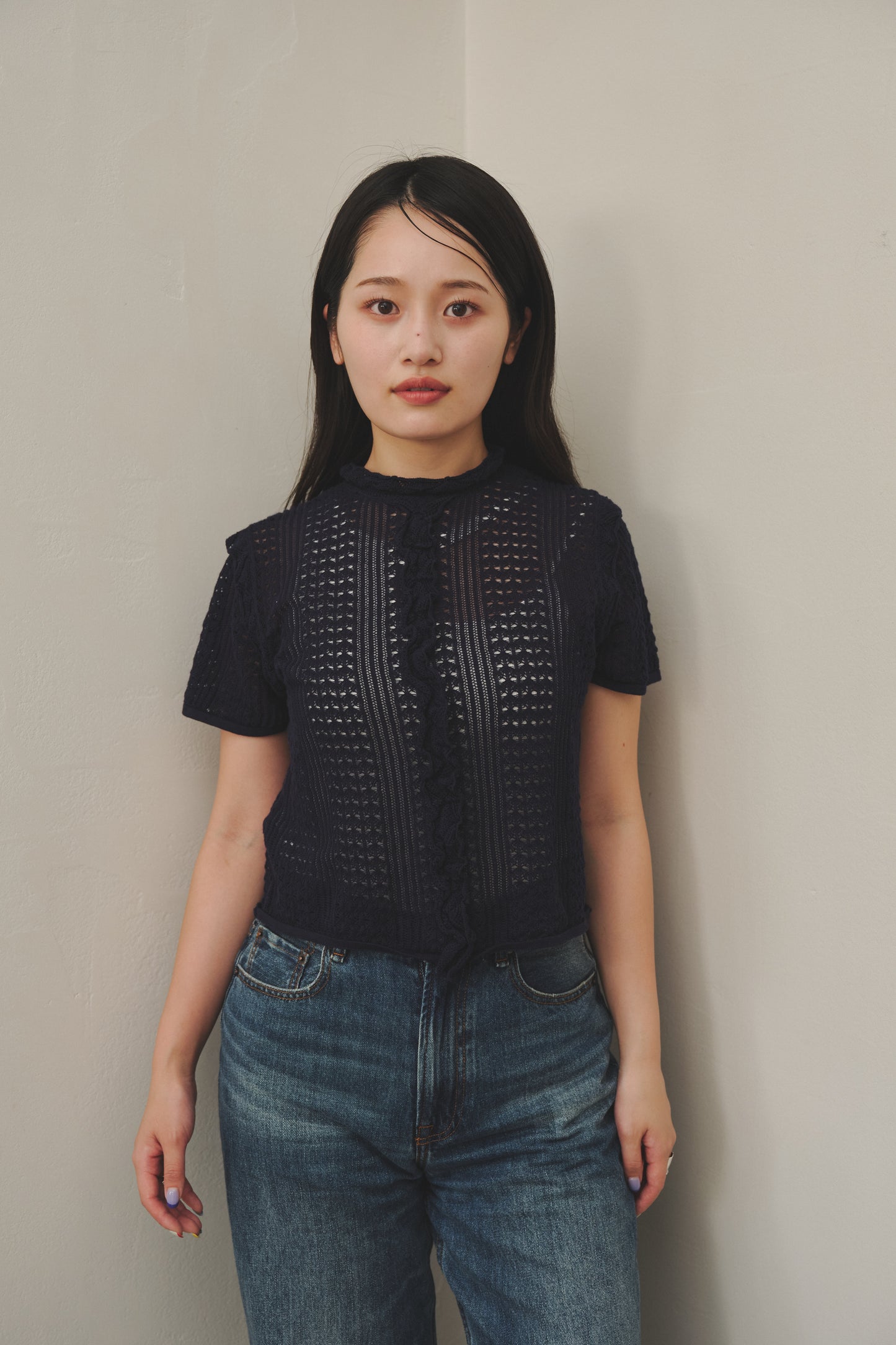 2WAY CROCHET KNIT/NAVY