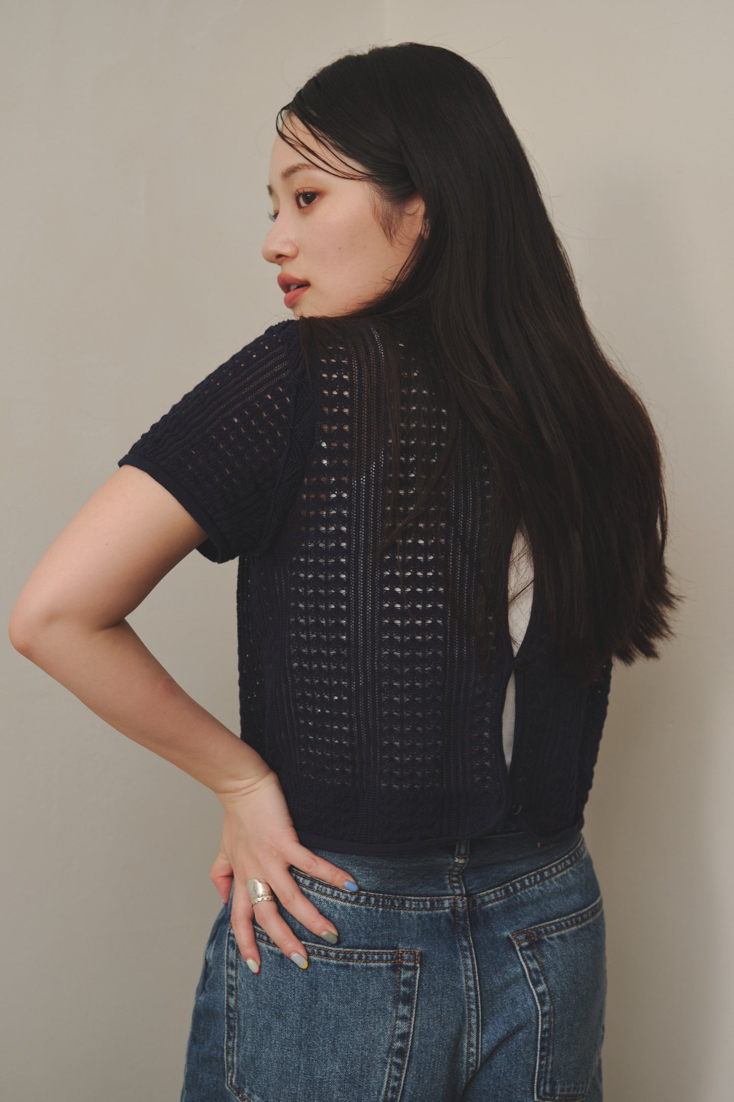 2WAY CROCHET KNIT/NAVY