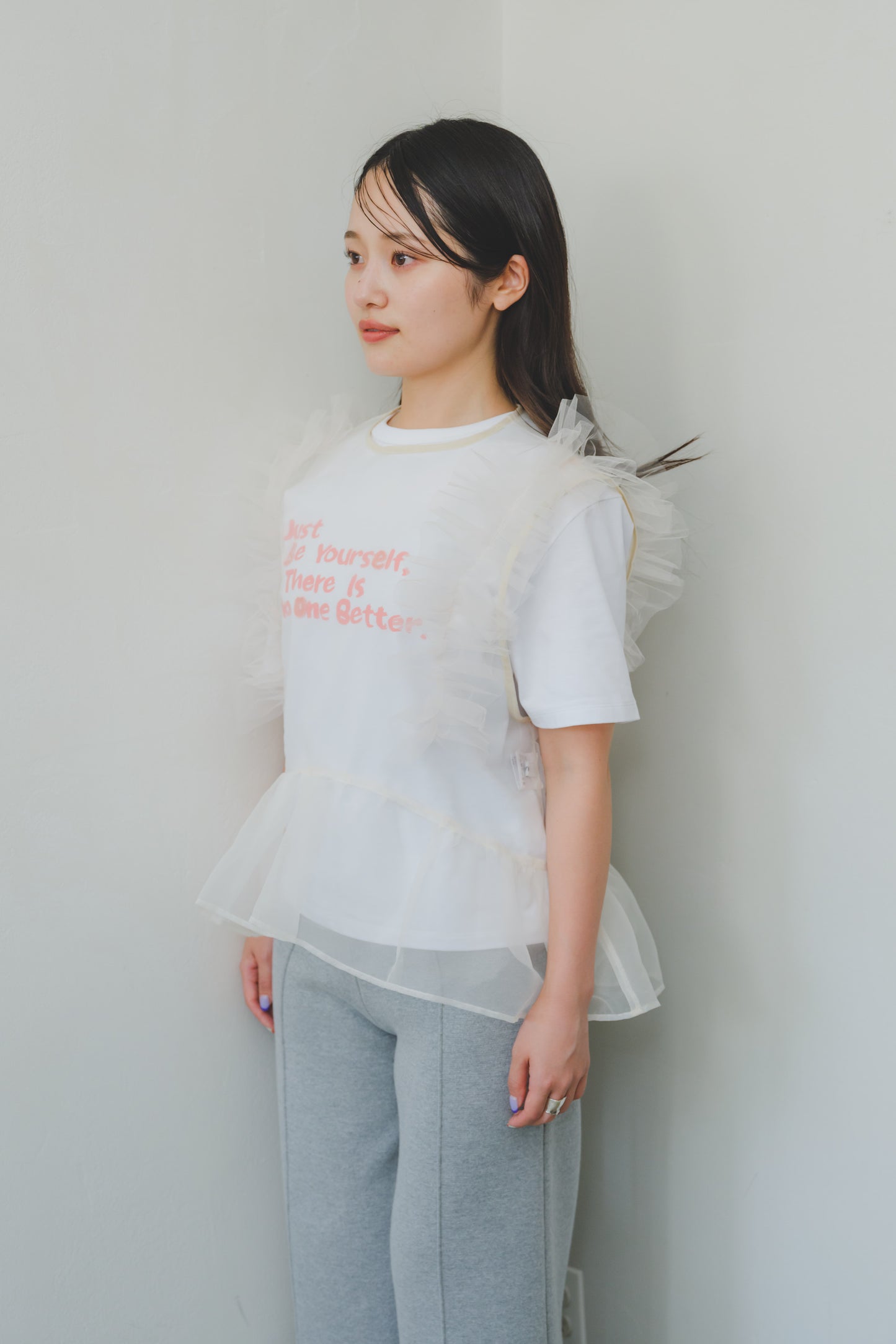 LAYERED ORGANDY TOPS/WHITE