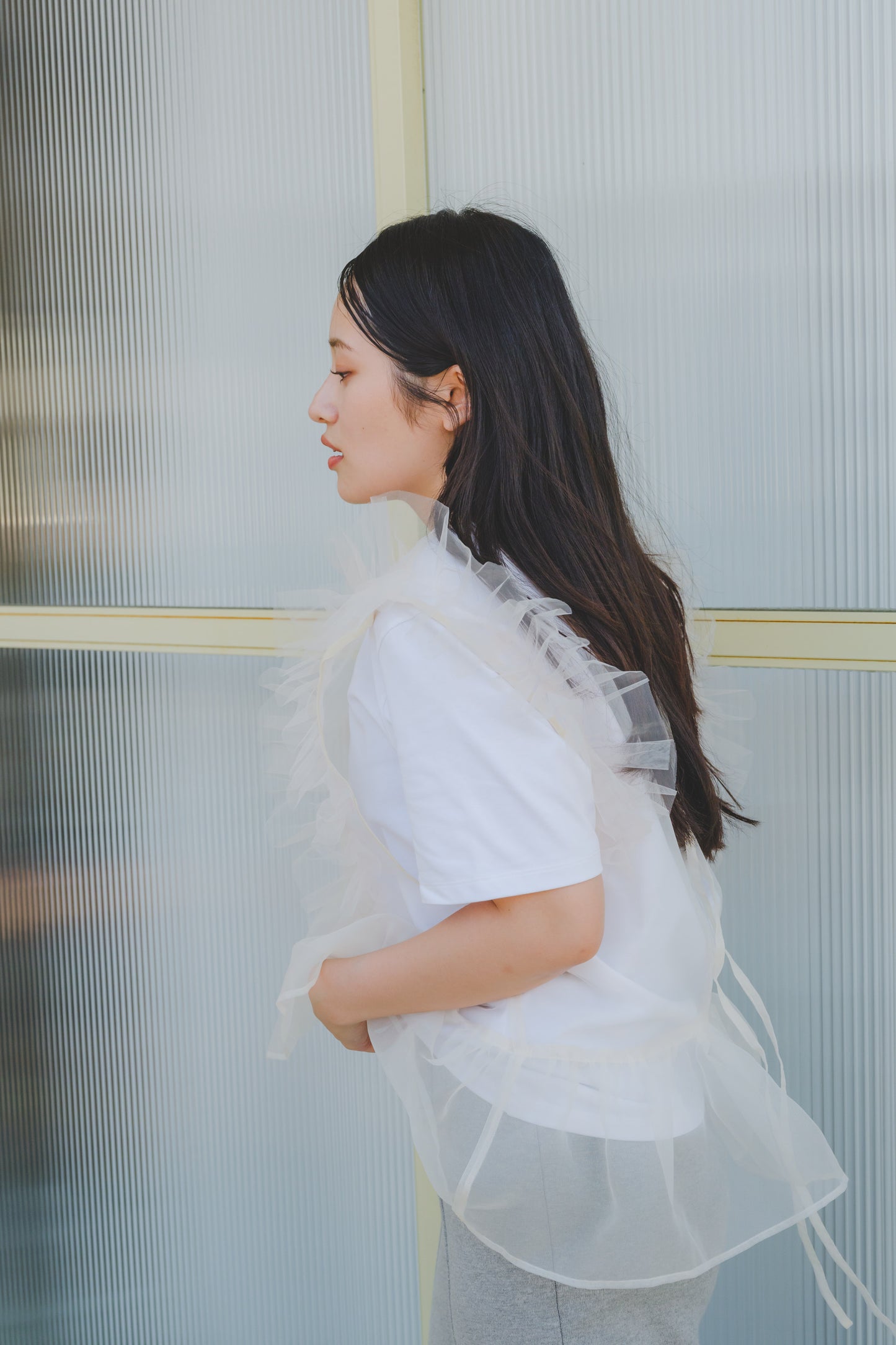LAYERED ORGANDY TOPS/WHITE