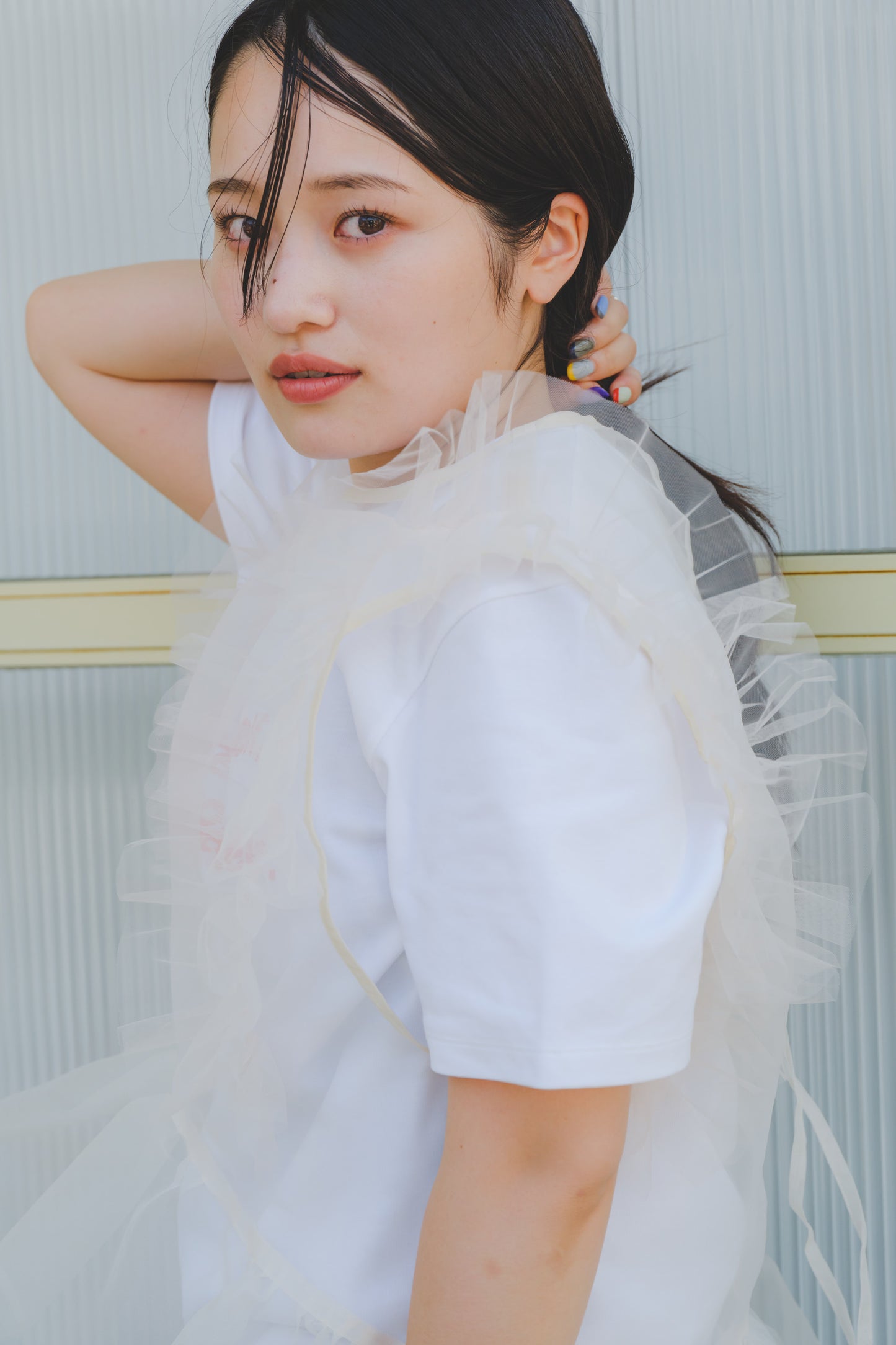 LAYERED ORGANDY TOPS/WHITE