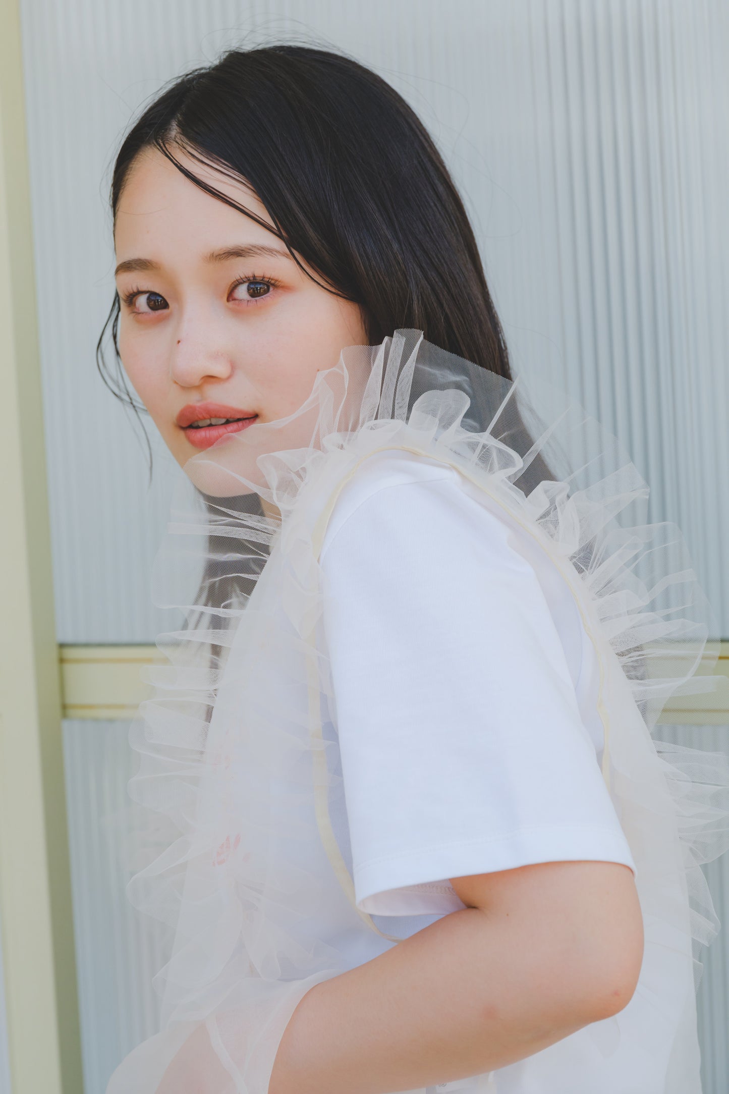 LAYERED ORGANDY TOPS/WHITE