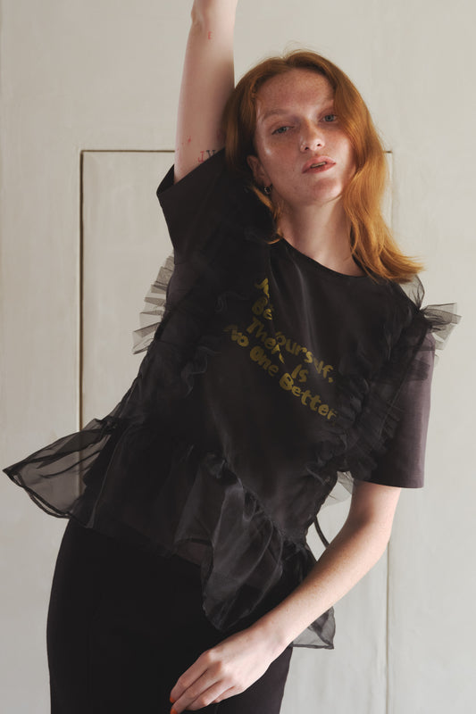 LAYERED ORGANDY TOPS/BLACK