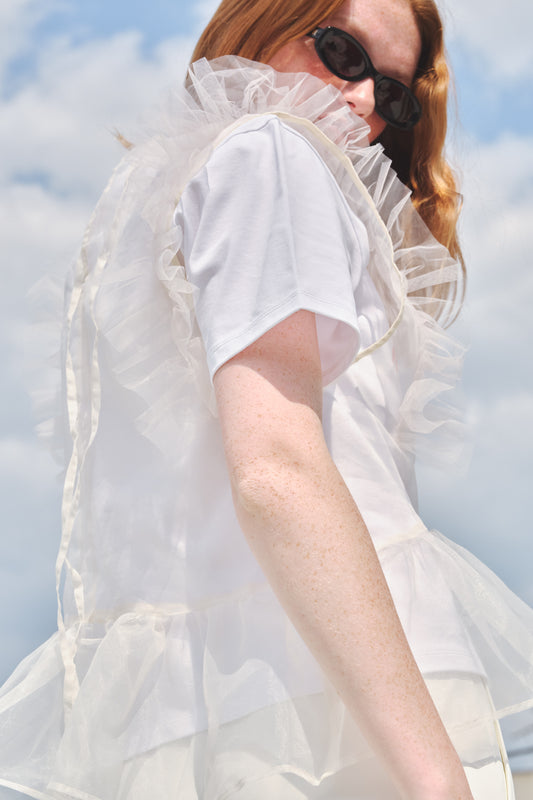 LAYERED ORGANDY TOPS/WHITE