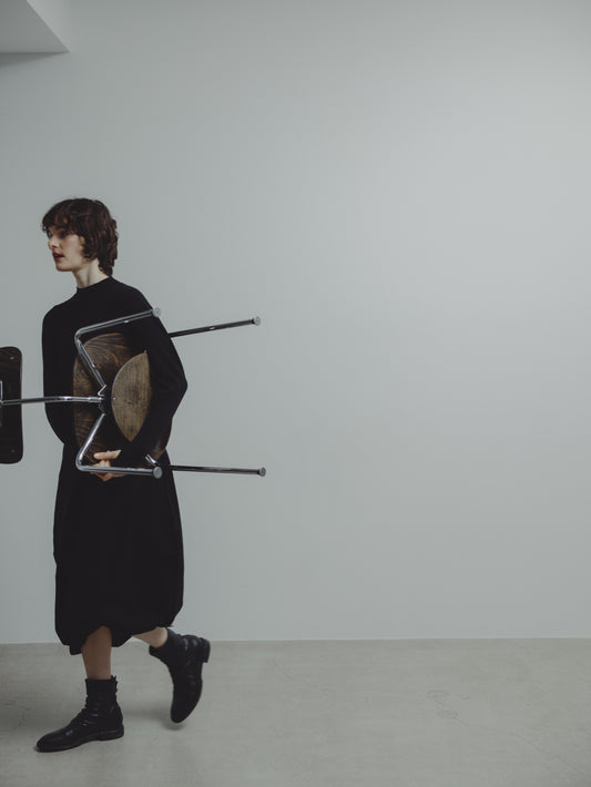 BALLOON KNIT DRESS/BLACK