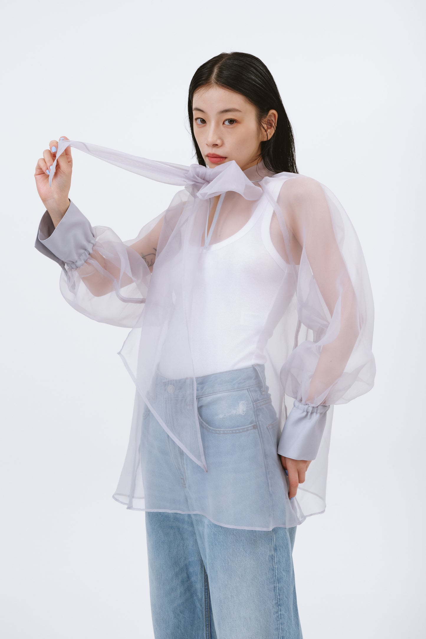 RIBON BLOUSE/ORGANDY