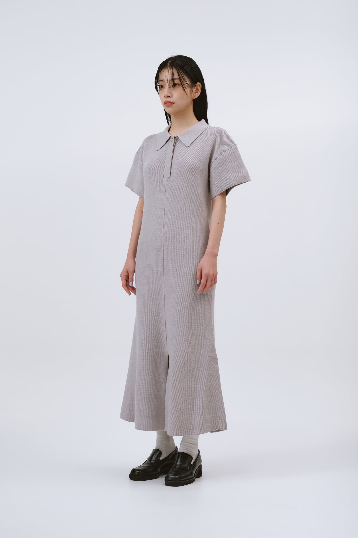 PORO KNIT ONEPIECE/GRAY