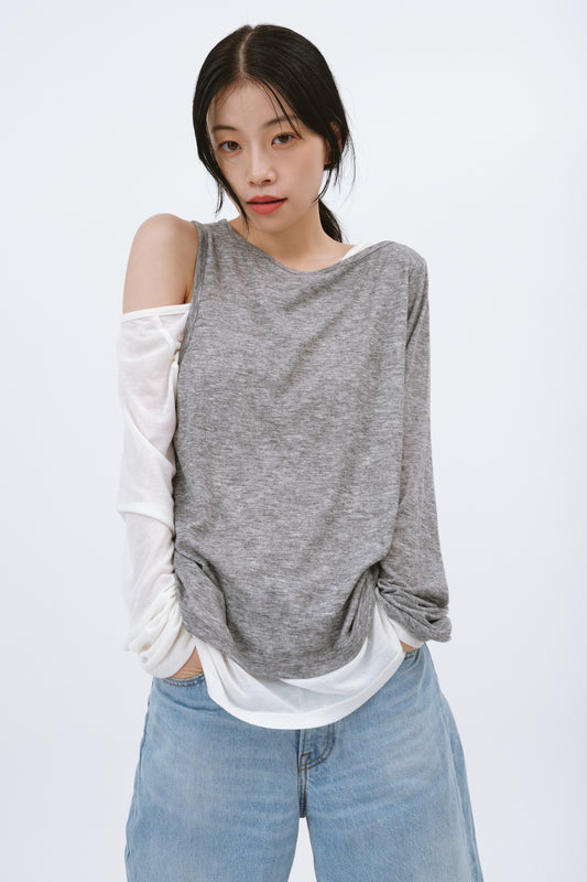 LAYERED LONGSLEEVE TEE/GRAY