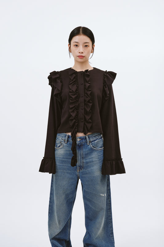 FRILL TOPS/BLACK