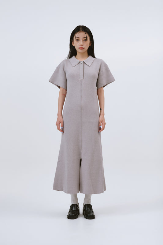 PORO KNIT ONEPIECE/GRAY