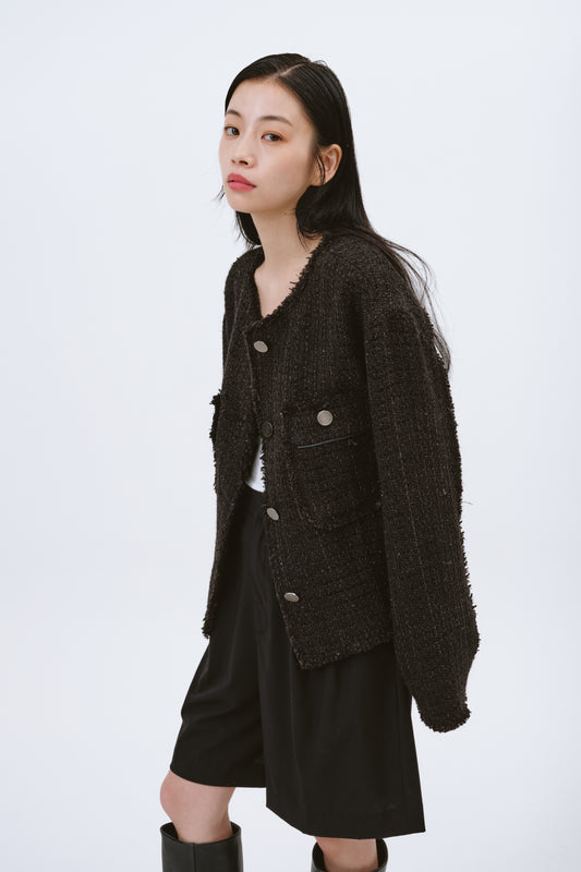 TWEED BLOUSON/BLACK