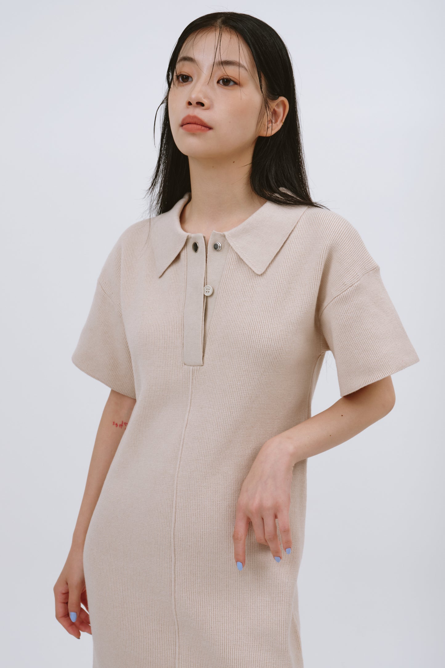 PORO KNIT ONEPIECE/BEIGE