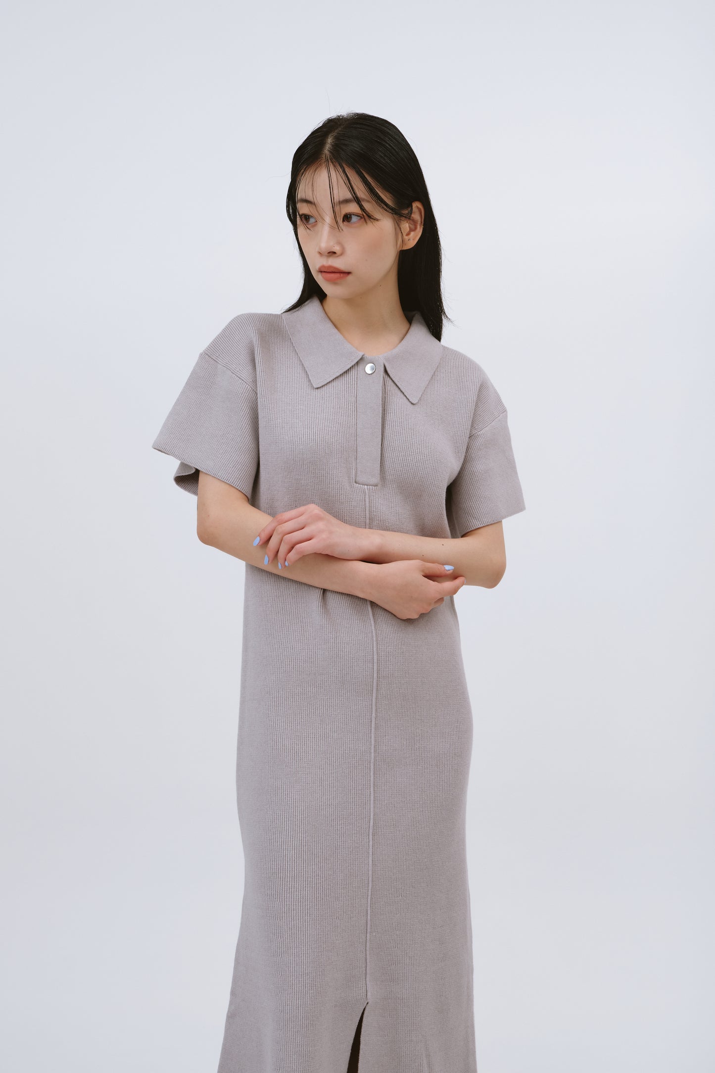 PORO KNIT ONEPIECE/GRAY