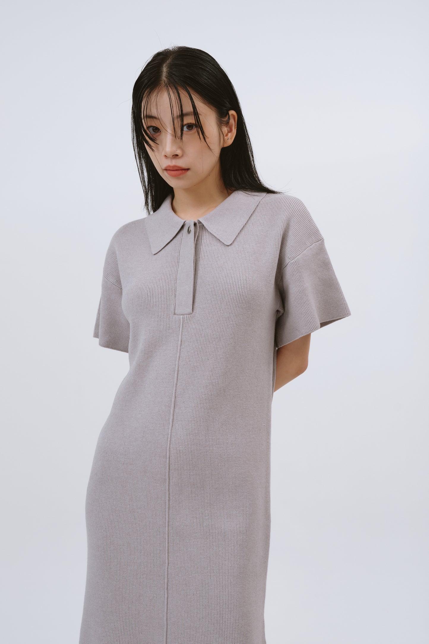 PORO KNIT ONEPIECE/GRAY