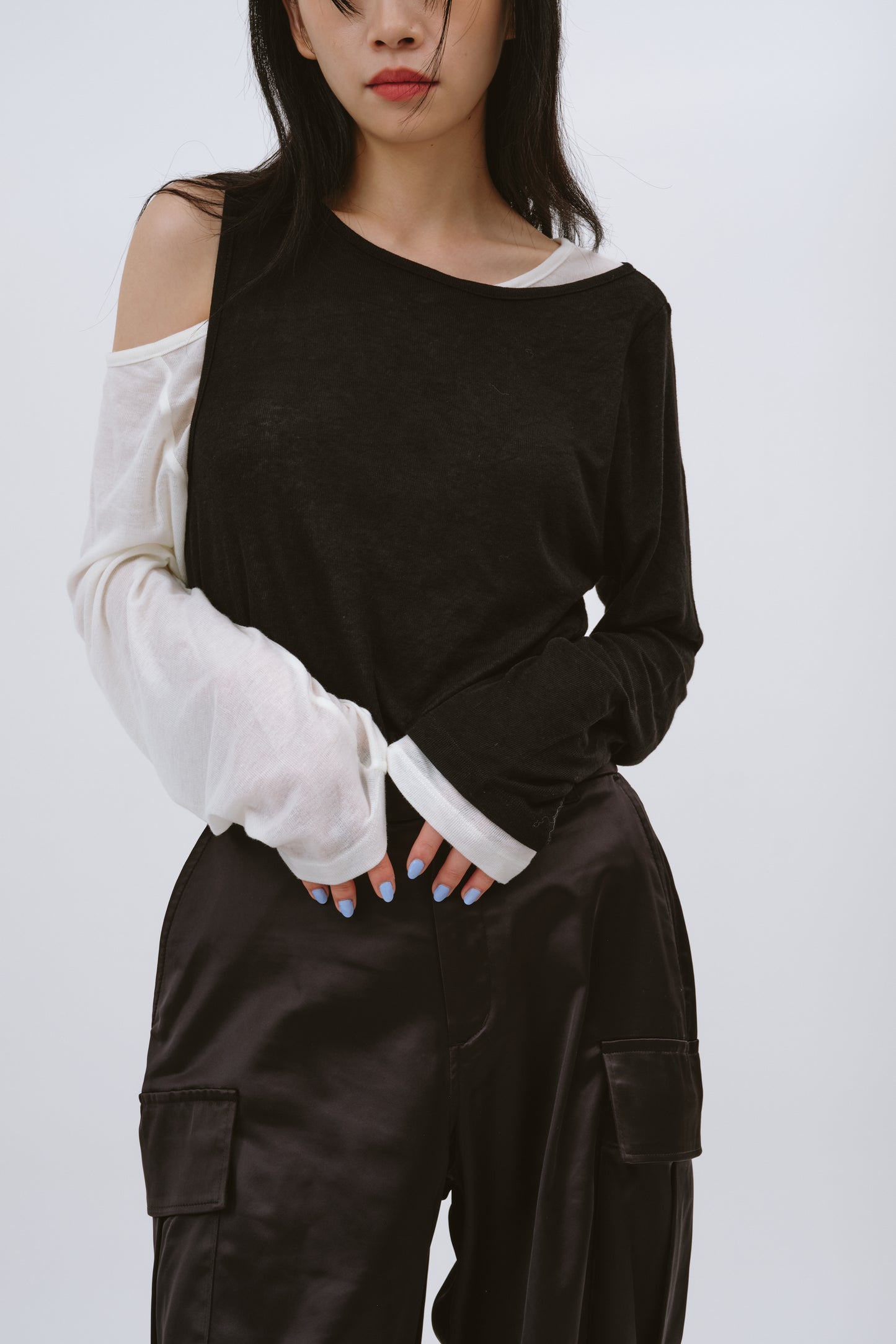 LAYERED LONGSLEEVE TEE/BLACK