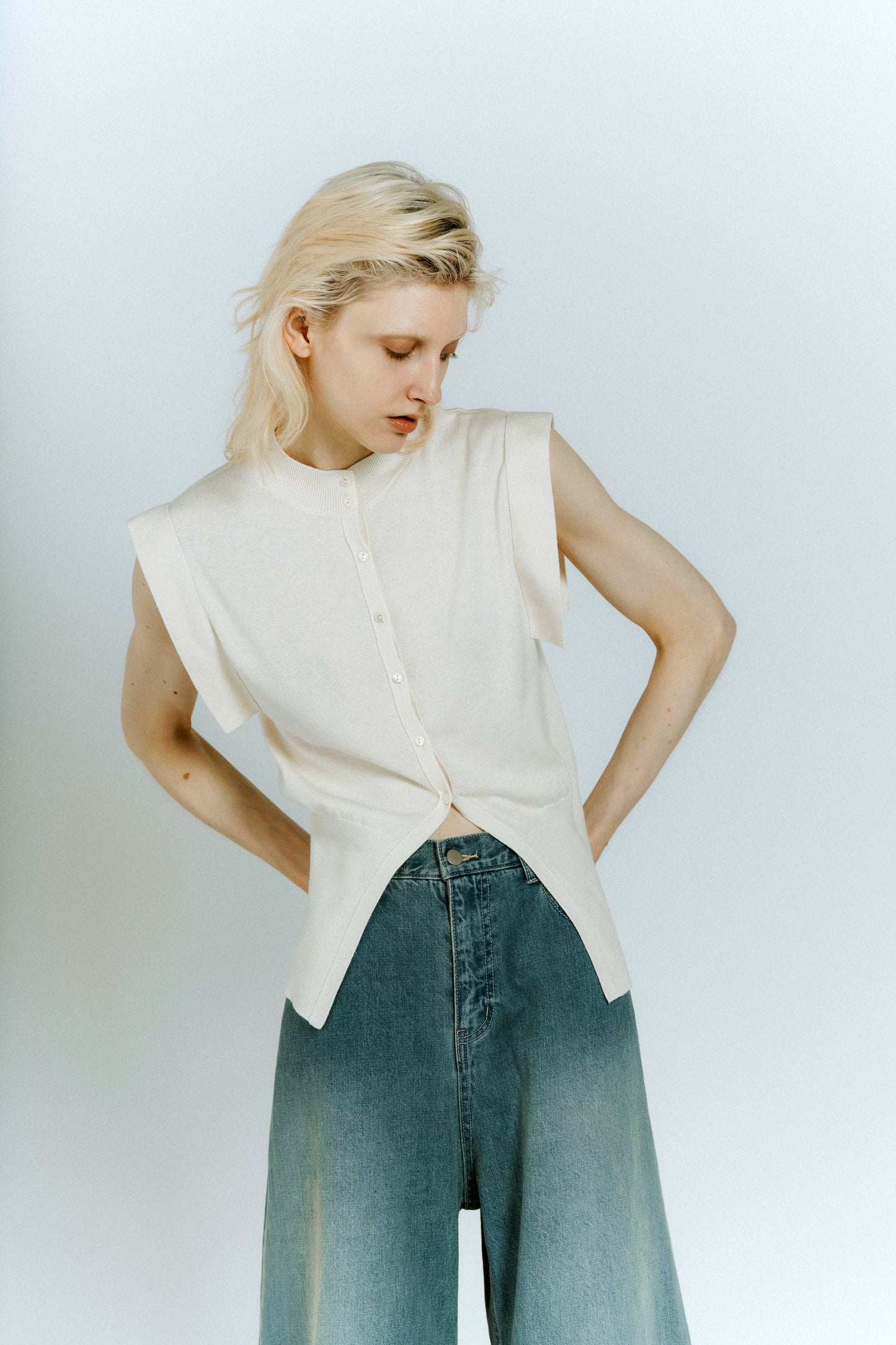 2WAY SQUARE KNIT/WHITE
