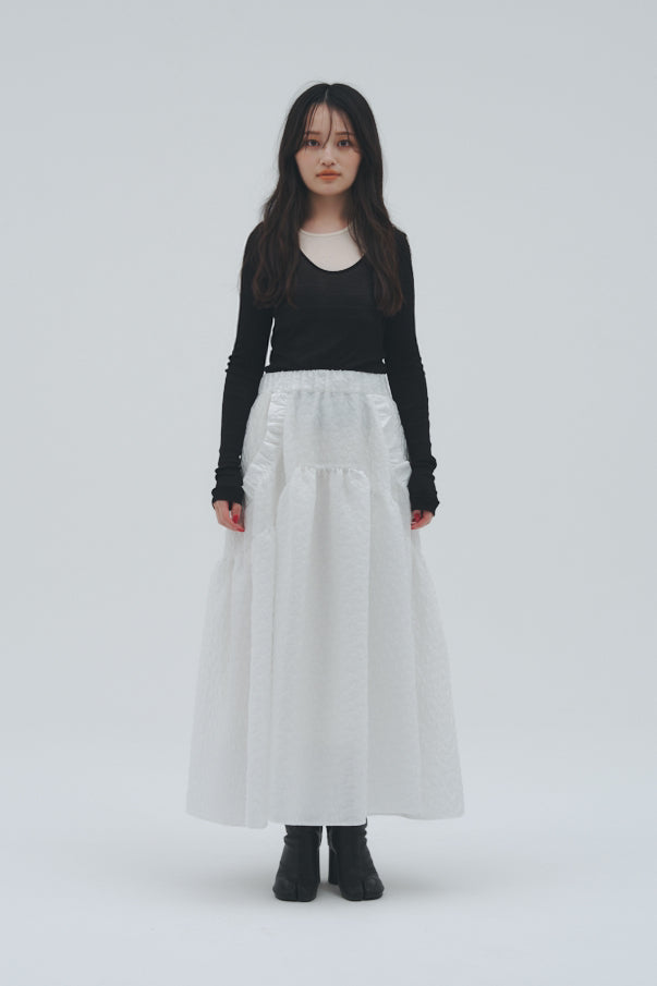 RUFFLE GATHERD SKIRT/WHITE