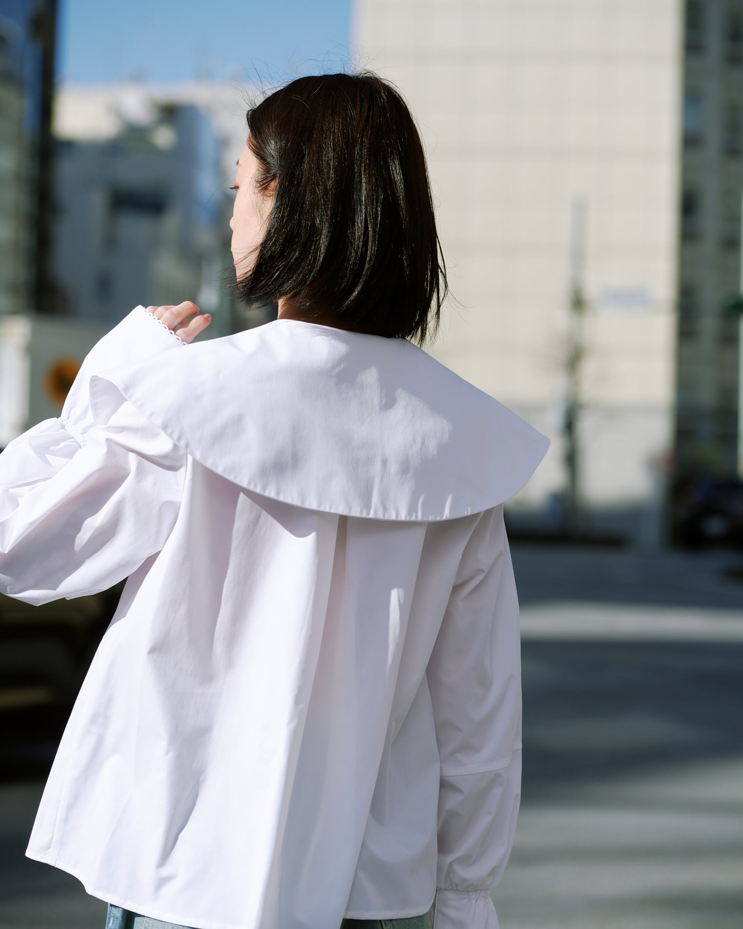 LAYERED COLLAR BLOUSE/WHITE