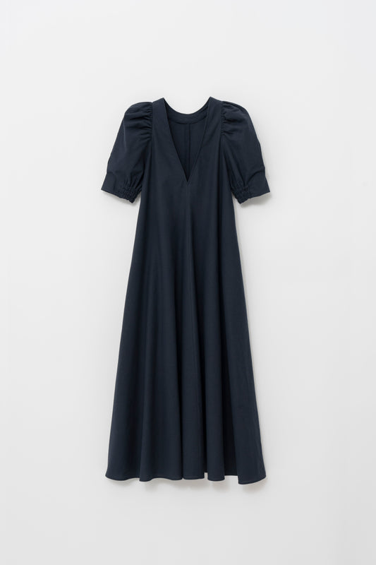 VOLUME SLEEVE DRESS/NAVY