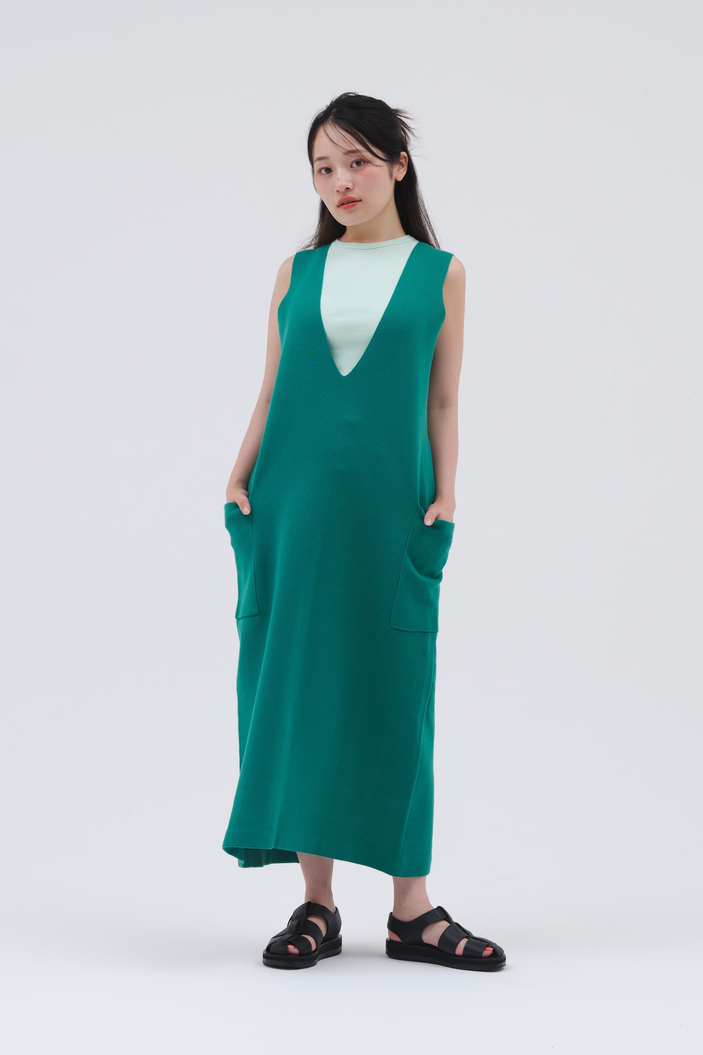 2WAY KNIT DRESS/GREEN