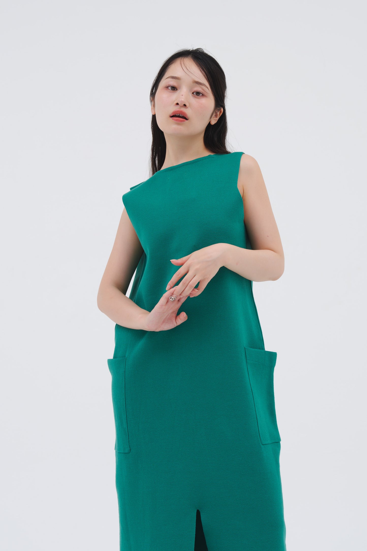 2WAY KNIT DRESS/GREEN