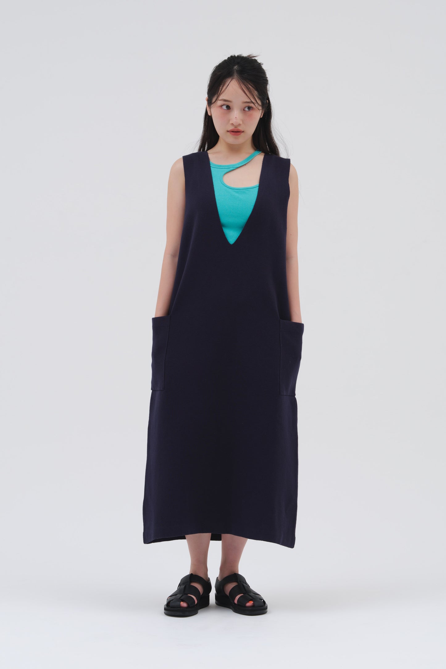 2WAY KNIT DRESS/NAVY