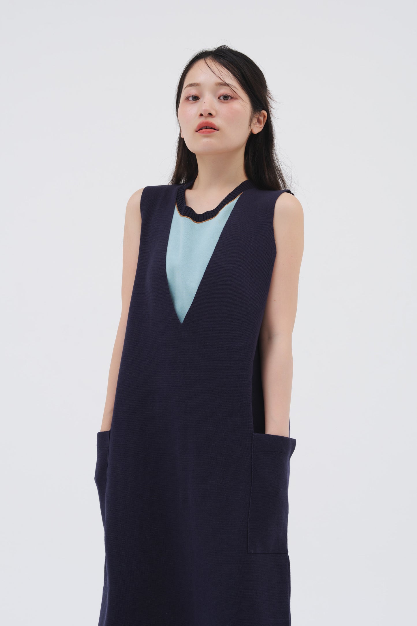 2WAY KNIT DRESS/NAVY