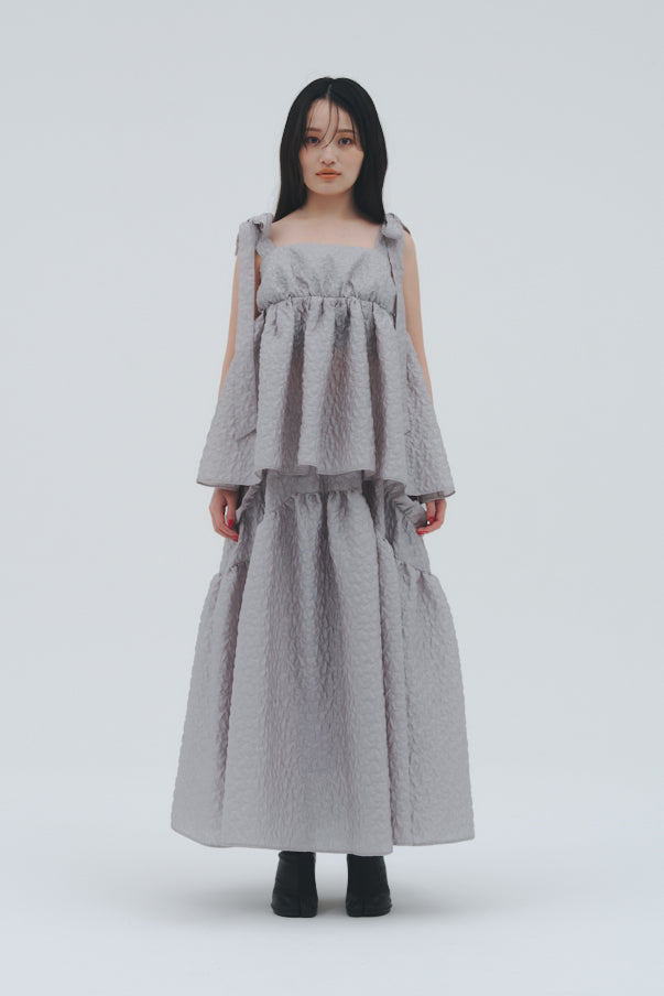 RUFFLE GATHERD SKIRT/GRAY