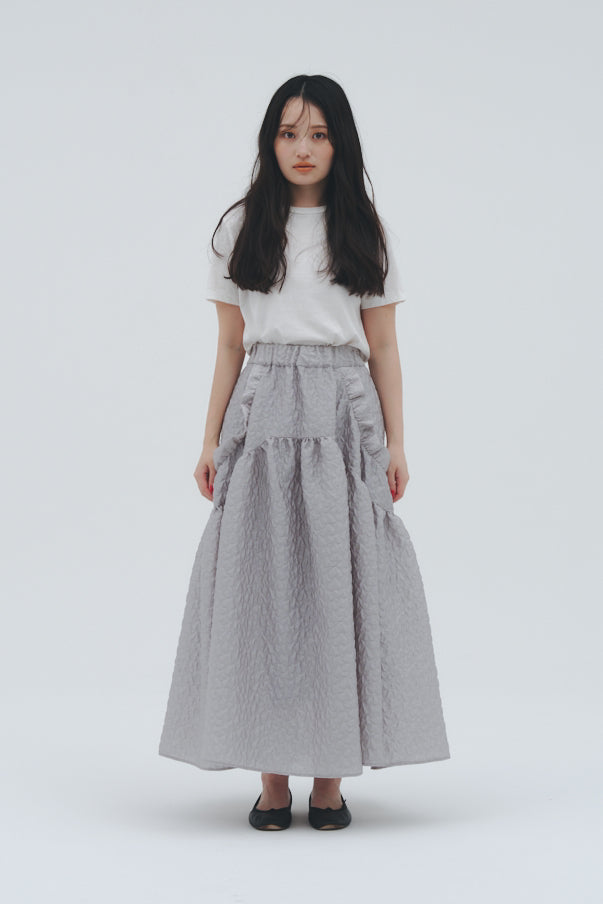 RUFFLE GATHERD SKIRT/GRAY