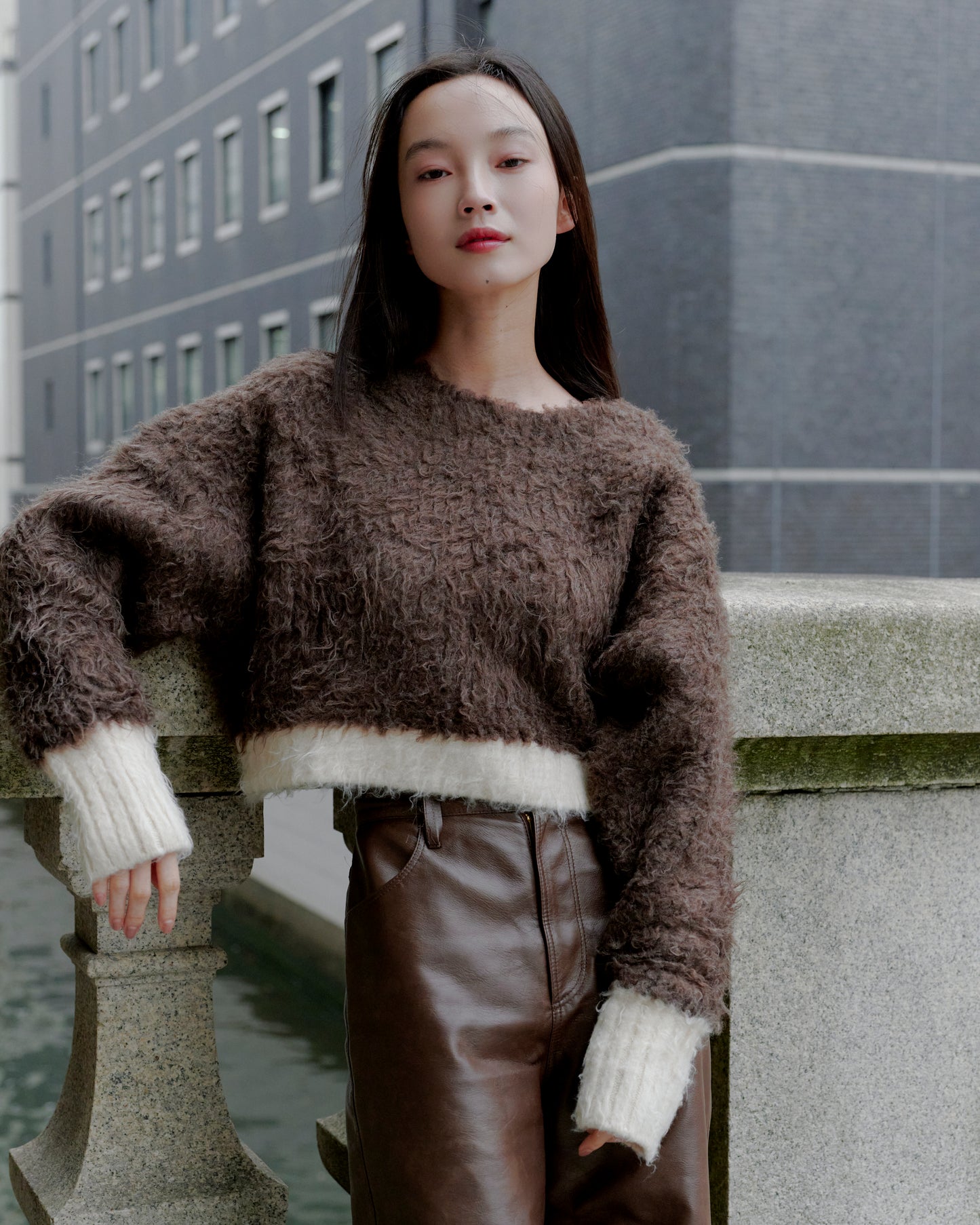 SHAGGY BICOLOR KNIT/BROWN