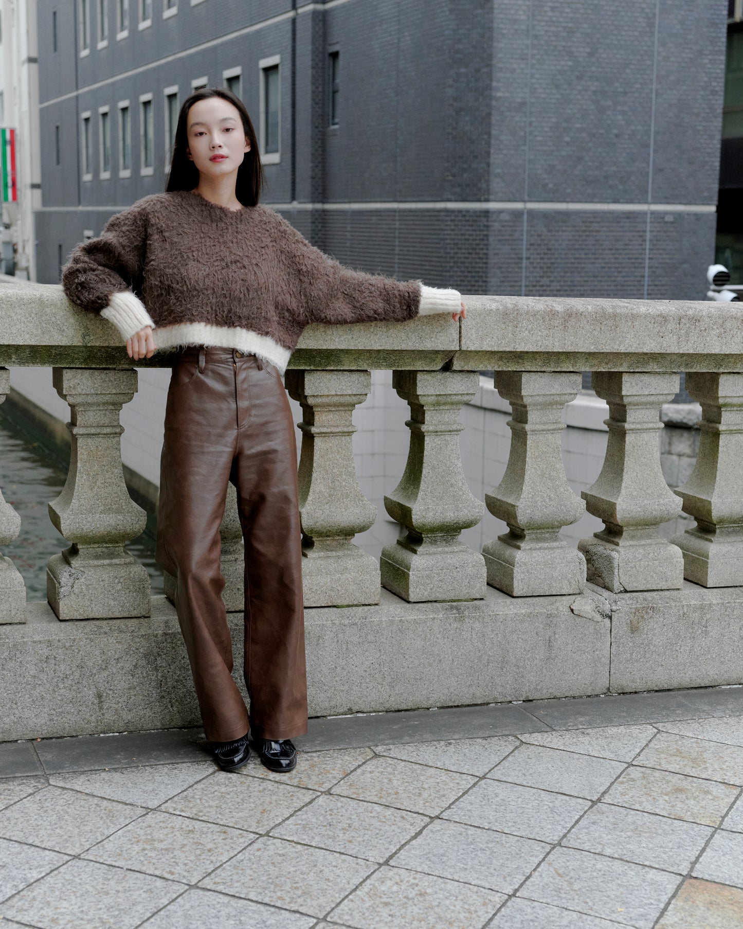 SHAGGY BICOLOR KNIT/BROWN