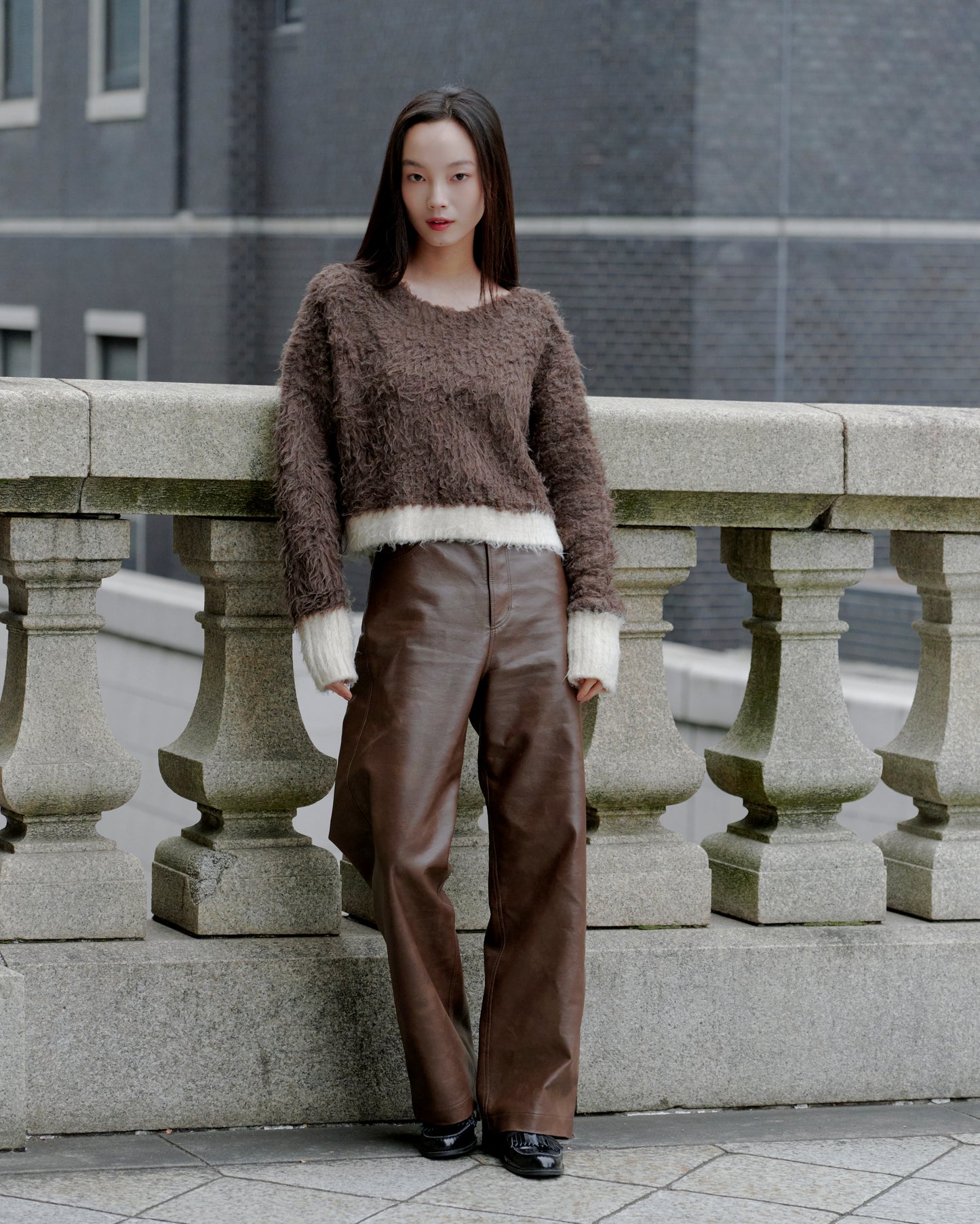 SHAGGY BICOLOR KNIT/BROWN