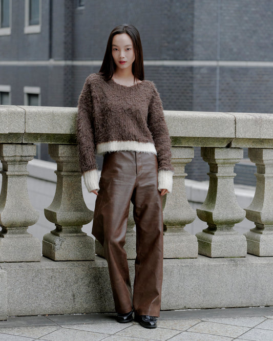 SHAGGY BICOLOR KNIT/BROWN