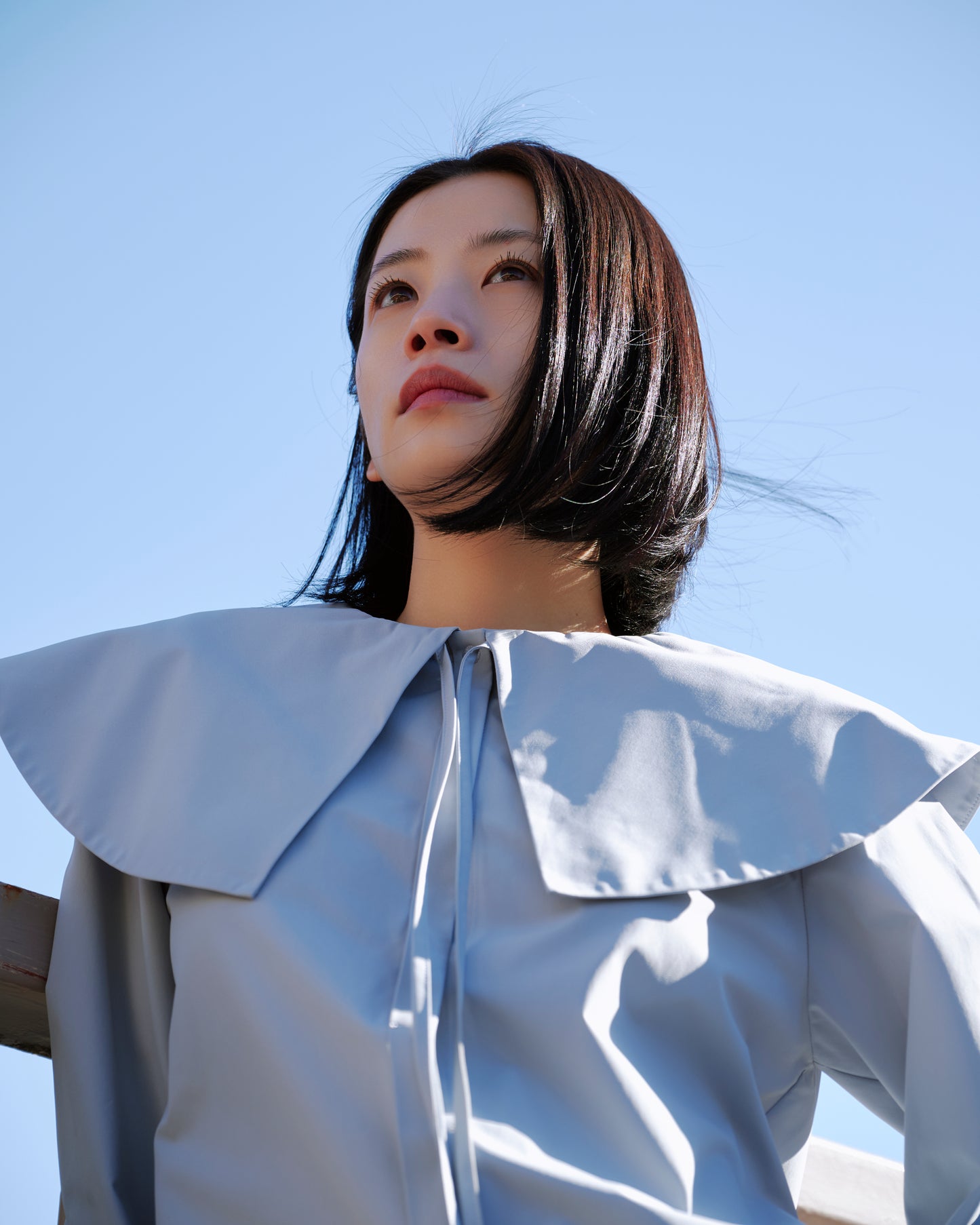 LAYERED COLLAR BLOUSE/BLUE