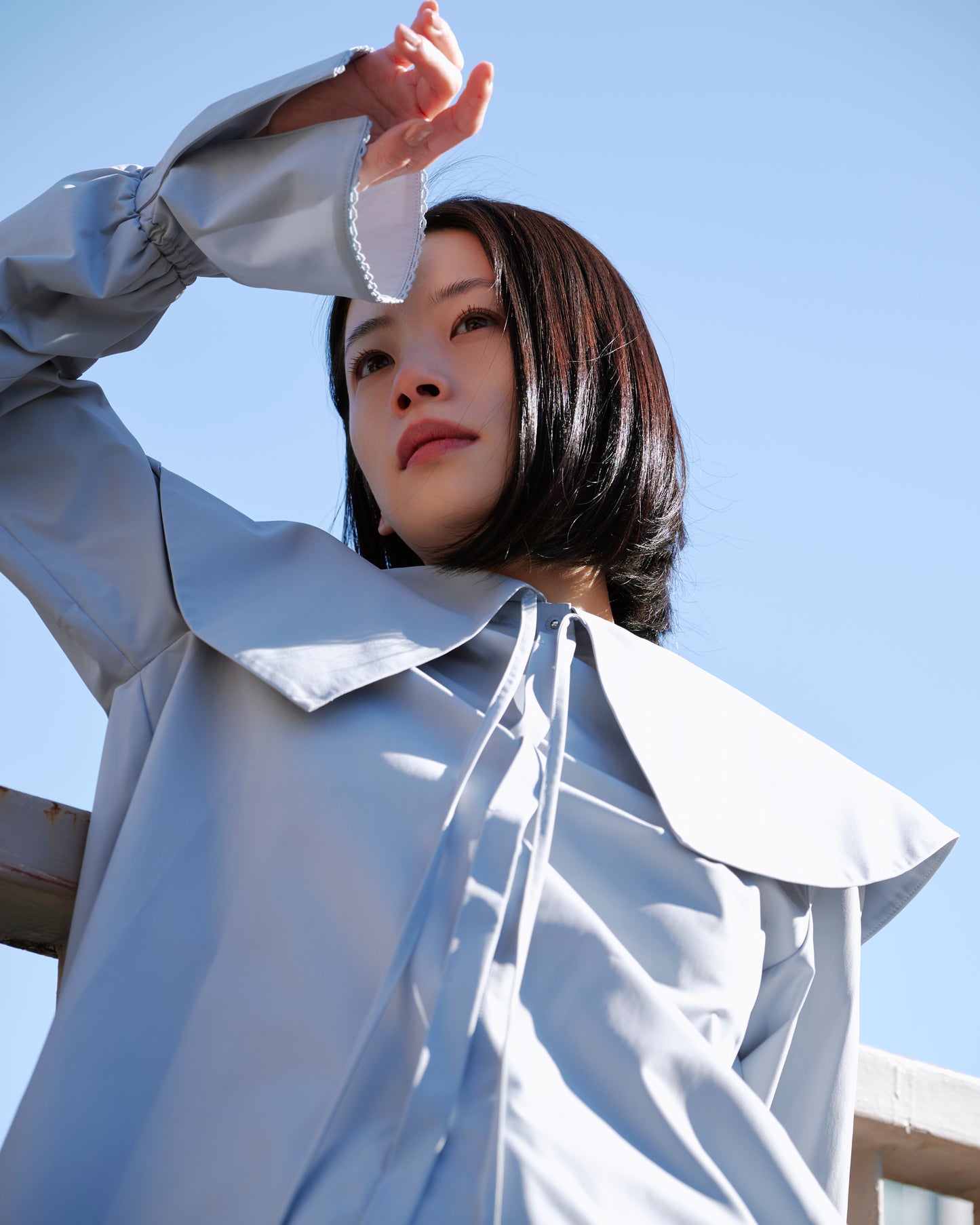 LAYERED COLLAR BLOUSE/BLUE