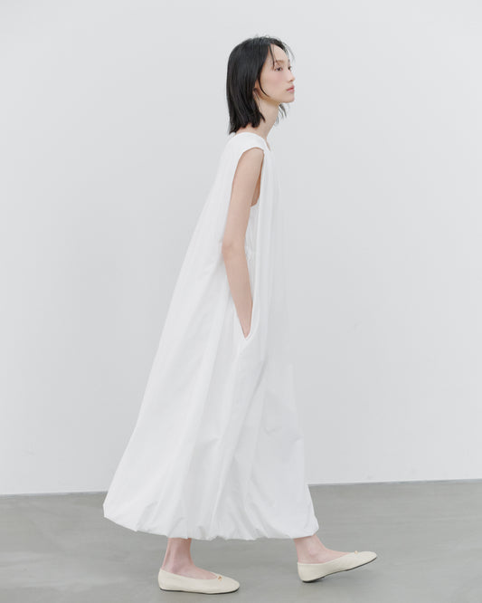 SLEEVELESS BALLON DRESS/WHITE