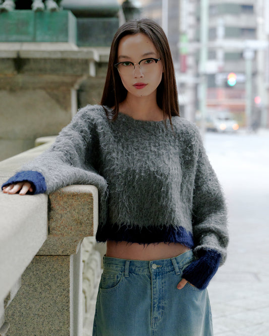 SHAGGY BICOLOR KNIT/BLUE