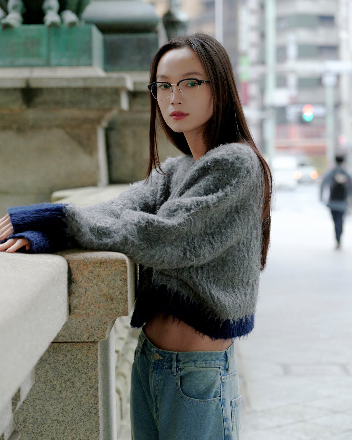 SHAGGY BICOLOR KNIT/BLUE