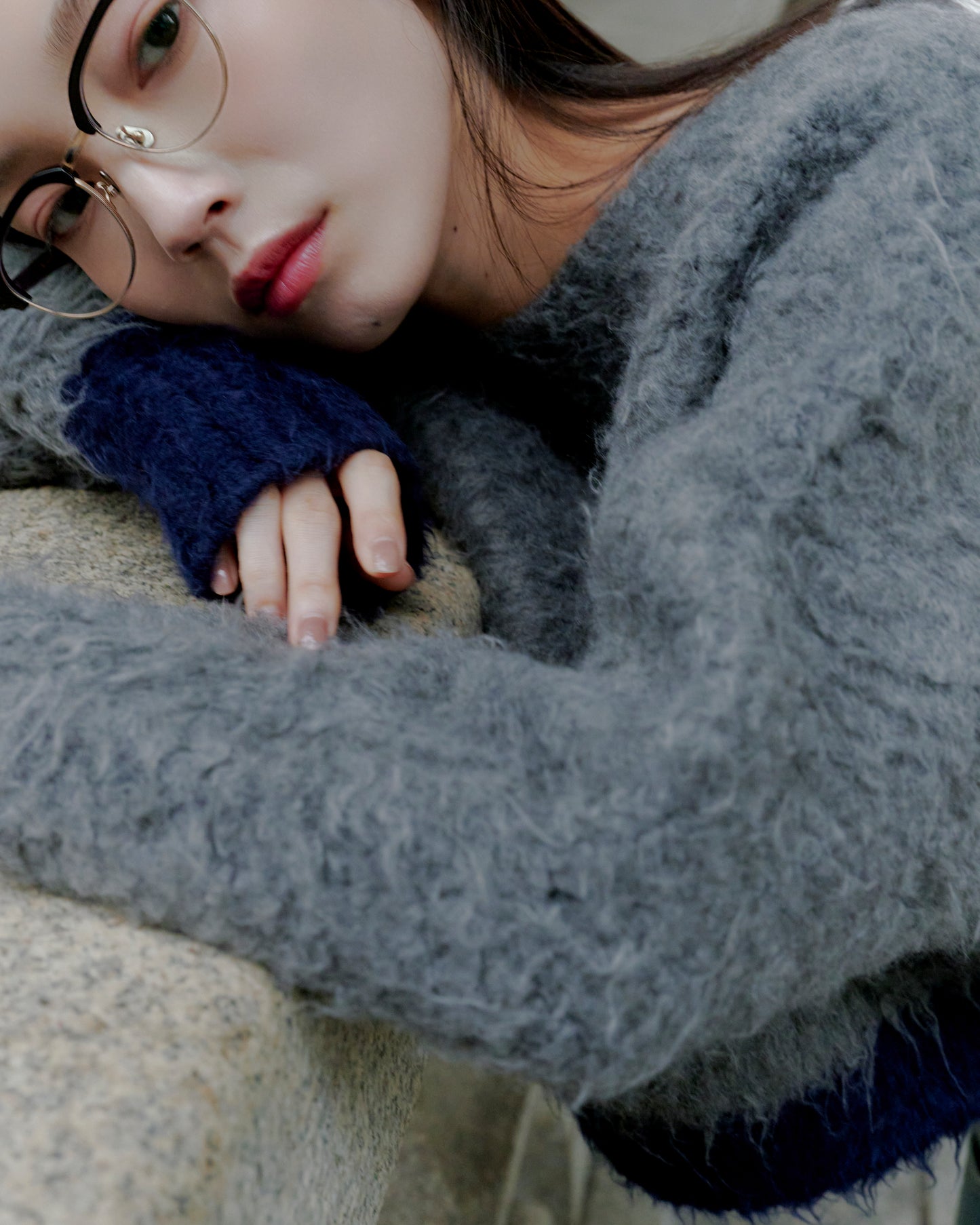 SHAGGY BICOLOR KNIT/BLUE